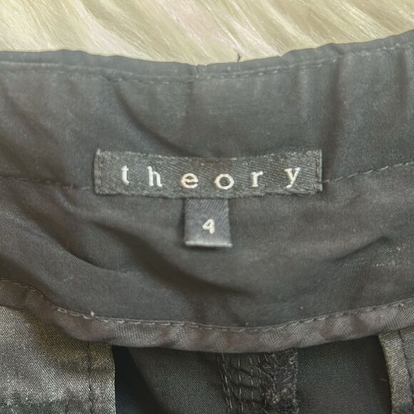 Theory Skirt Ruched Utility Black Pencil Size 4 - Picture 4 of 7